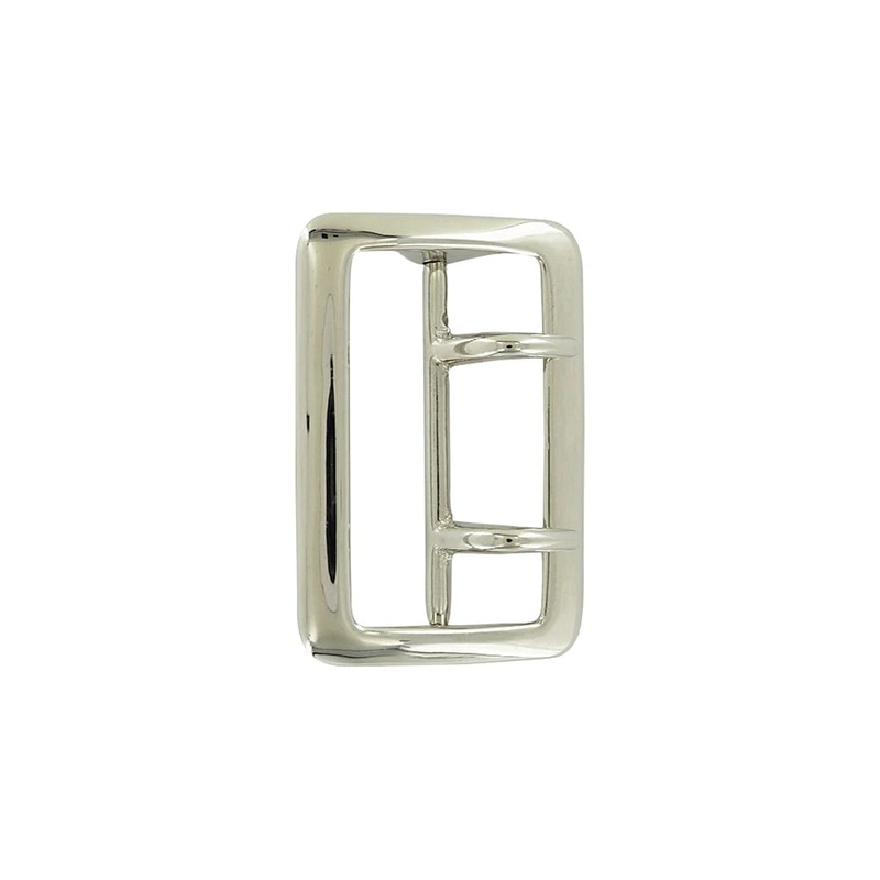 2 1/4 Chrome over Brass, Sam Browne Double Tongue Center Bar Buckle, Solid Brass, #4430-SBN
