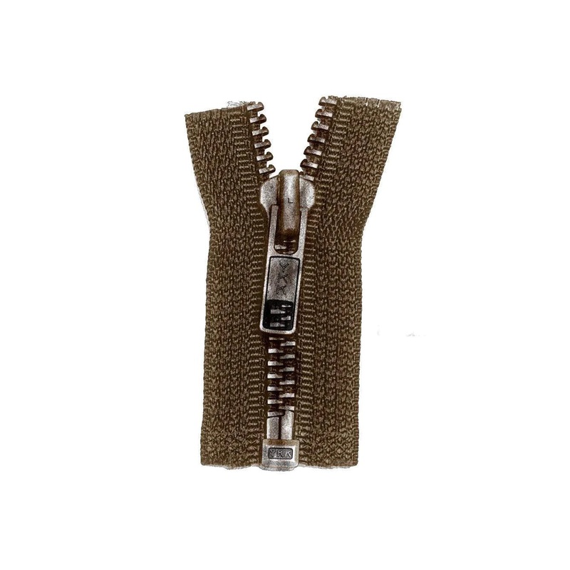 #5 Metal, Brown, 24 YKK Separating Bomber Jacket Zipper with Antique Brass Teeth, #6BJ-24-BRO-ANT