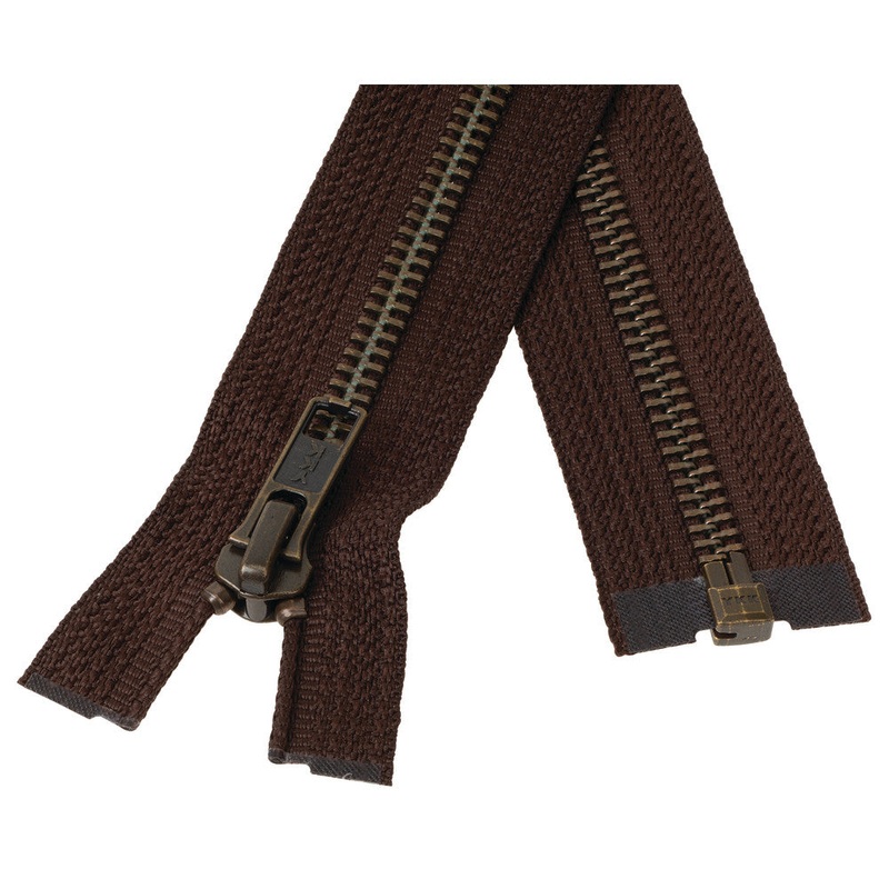 #5 Metal, Brown, 30 YKK Separating Bomber Jacket Zipper with Antique Brass Teeth, #6BJ-30-BRO-ANT