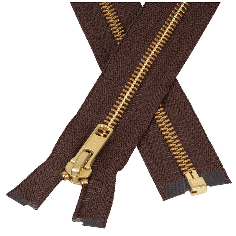 #5 Metal, Brown, 36 YKK Separating Jacket Zipper with Brass Teeth, #6JK-36-BRO