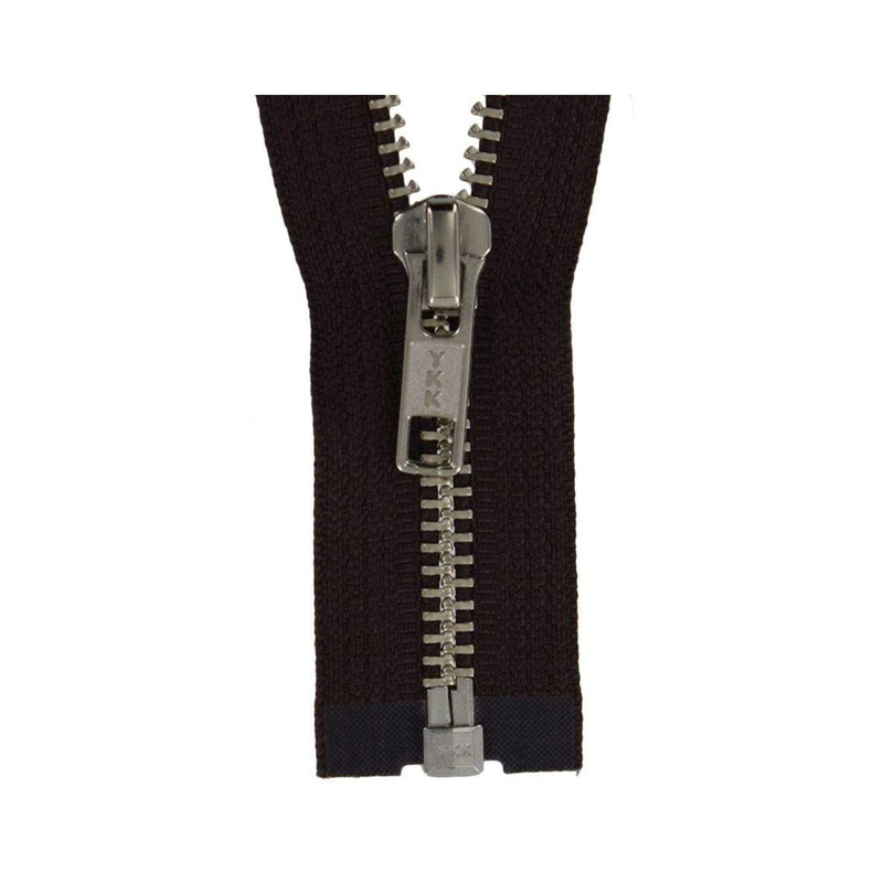 #5 Metal, Brown, 36 YKK Separating Jacket Zipper with Solid Nickel Teeth, #6SN-36-BRO