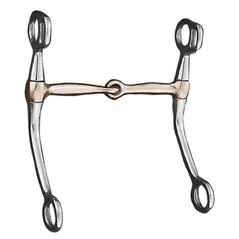Tom Thumb Snaffle Bit, 5 Copper Mouth, Stainless Steel, 6-1/2 Cheeks