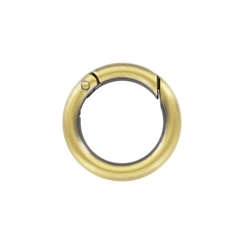 1 Antique Brass, Spring Gate Round Ring, Zinc Alloy, #P-2514-ANTB