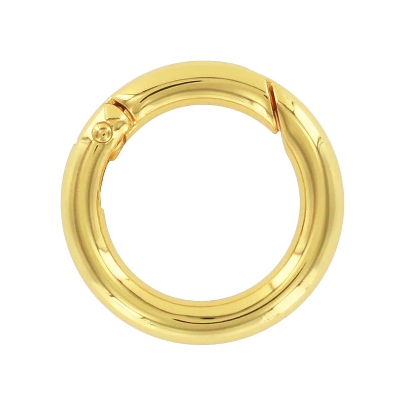 1 Shiny Gold, Spring Gate Round Ring, Zinc Alloy, #P-2514-GOLD