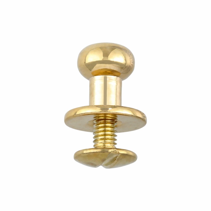 10mm, Shiny Gold, Flat Top Collar Button Stud with Screw, Solid Brass – PK10, #P-1700-GOLD