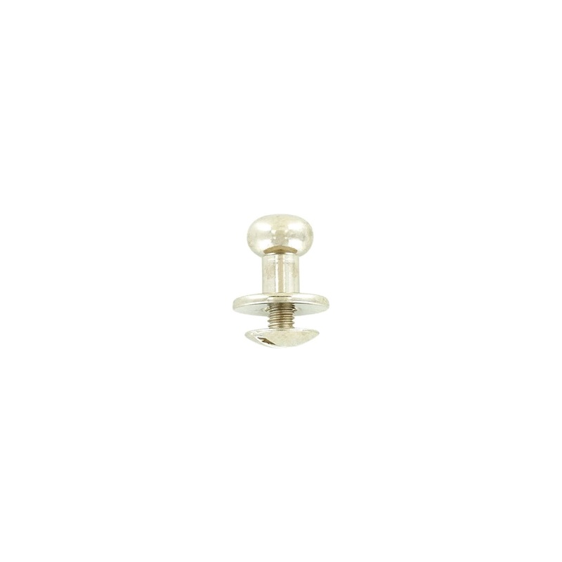 10mm, Shiny Nickel, Flat Top Collar Button Stud with Screw, Solid Brass – PK10, #P-1700-SBN