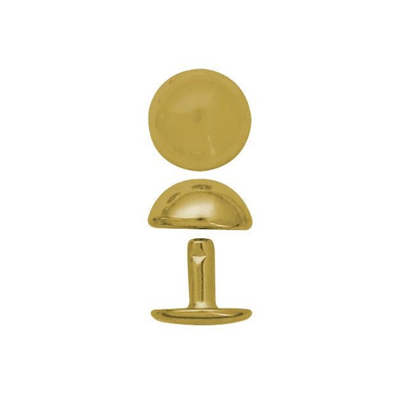 11mm Gold, Double Cap Domed Rivet, Steel – 12pk, #A-413-GP