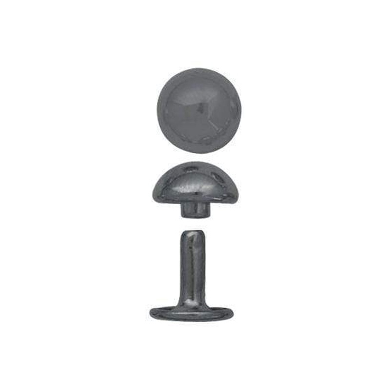 11mm Nickel, Double Cap Domed Rivet, Steel – 12 pk, #A-410-NP