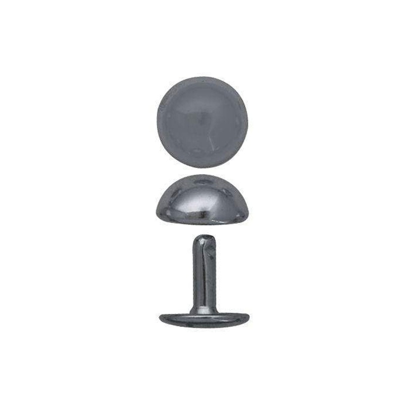 14mm Nickel, Double Cap Domed Rivet, Steel – 12 pk, #A-414-NP