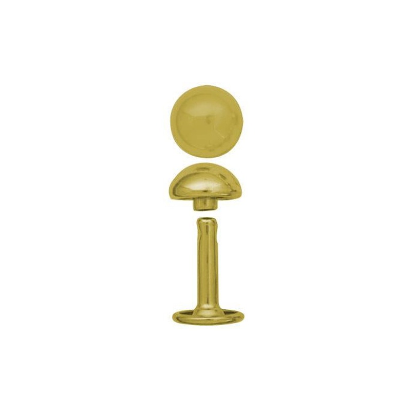 15mm Gold, Double Cap Domed Rivet, Steel – 12pk, #A-412-GP