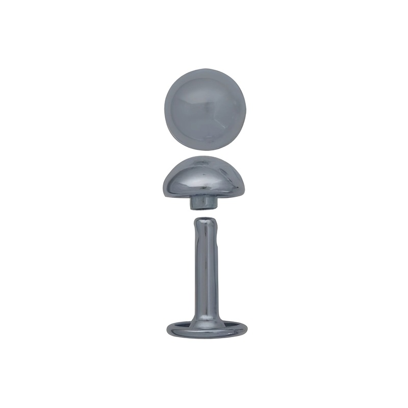 15mm Nickel, Double Cap Domed Rivet, Steel – 12 pk, #A-412-NP