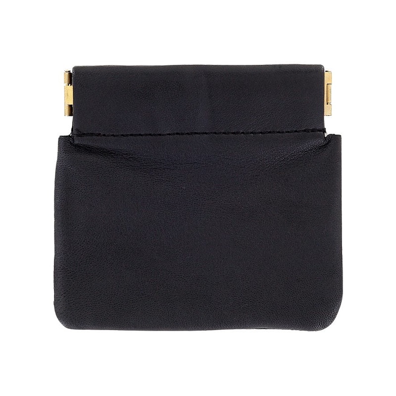 3 7/8 Black, Squeeze Frame Coin Purse, Leather, #M-1000-BLK