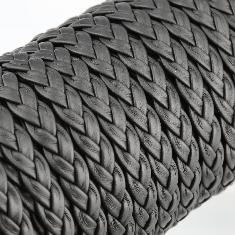 3/8 Black, Braided Leather Strapping 3-Strand, Leather, #CALF-BR-BLK