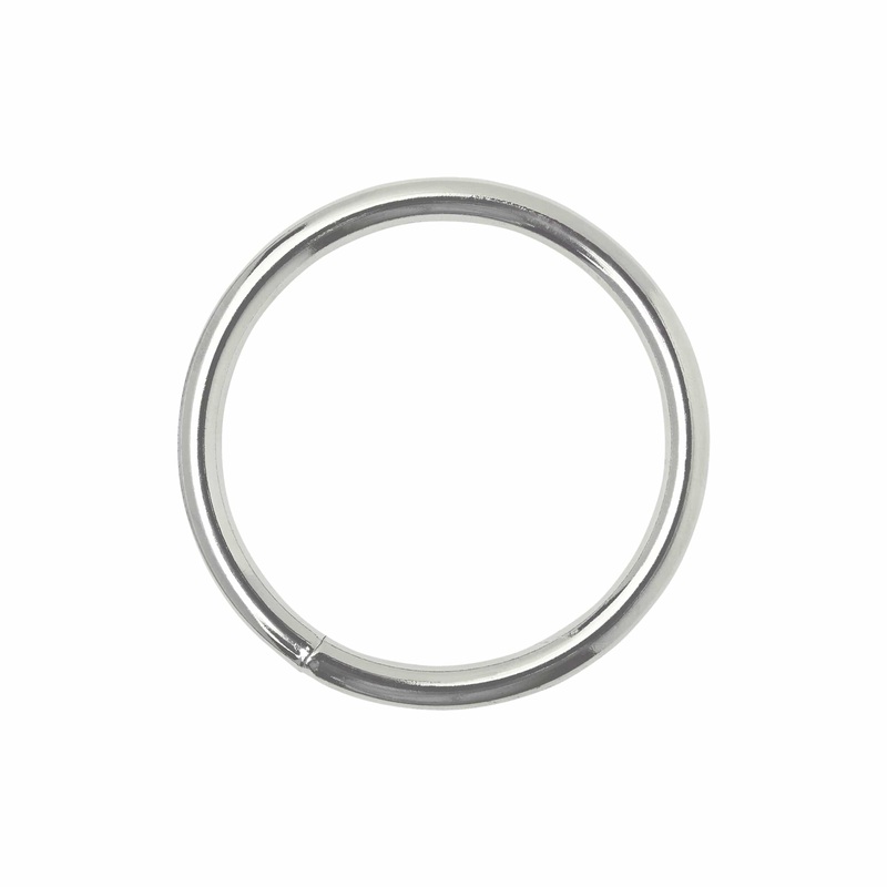 3 Shiny Nickel, Welded Round Ring, Steel, #P-2367