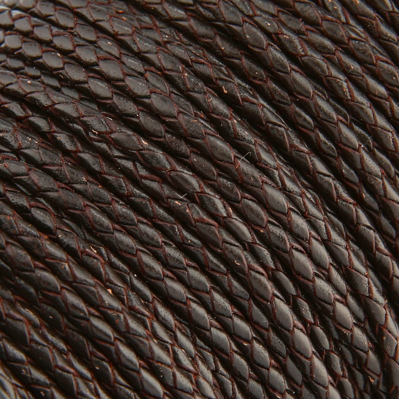 3mm Dark Brown, Braided Bolo Cord, Leather, #M-1632-DKBRO