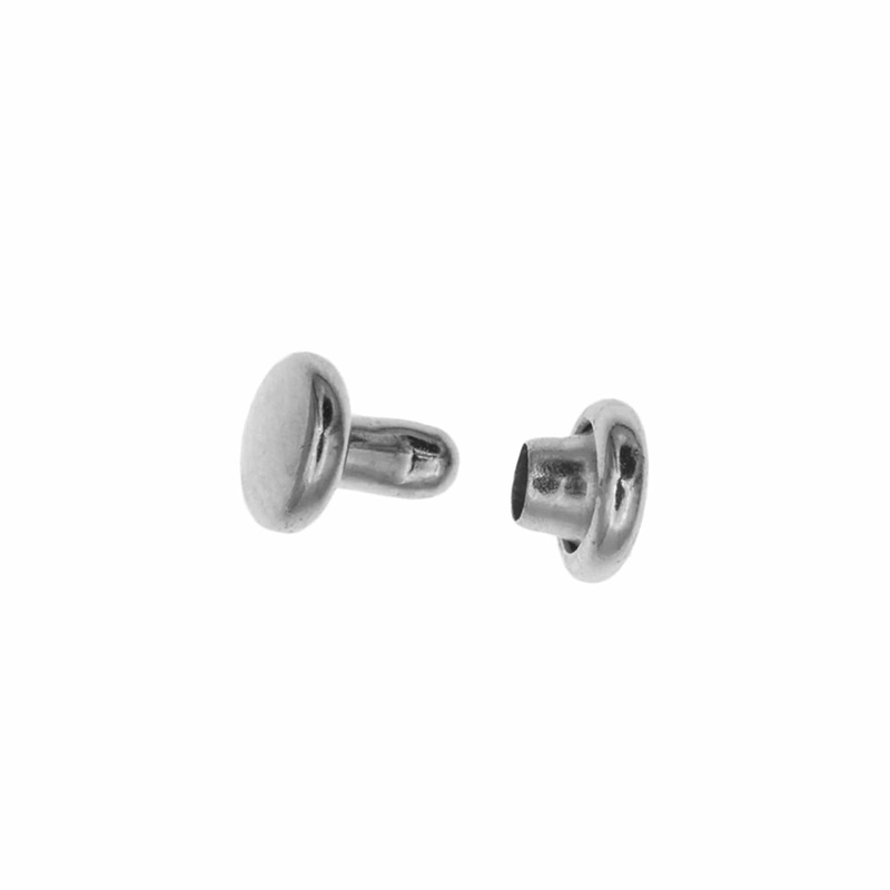 4mm Nickel Plate, Double Cap Jiffy Rivet, Iron – PK100, #A-337-NP