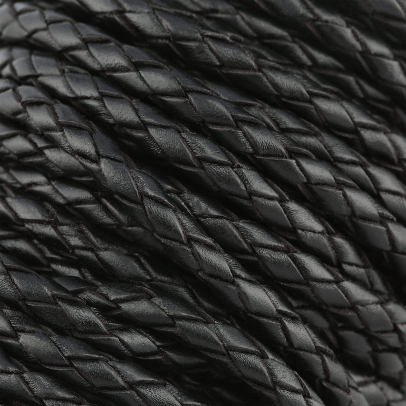 5mm Black, Braided Bolo Cord, Leather, #M-1633-BLK