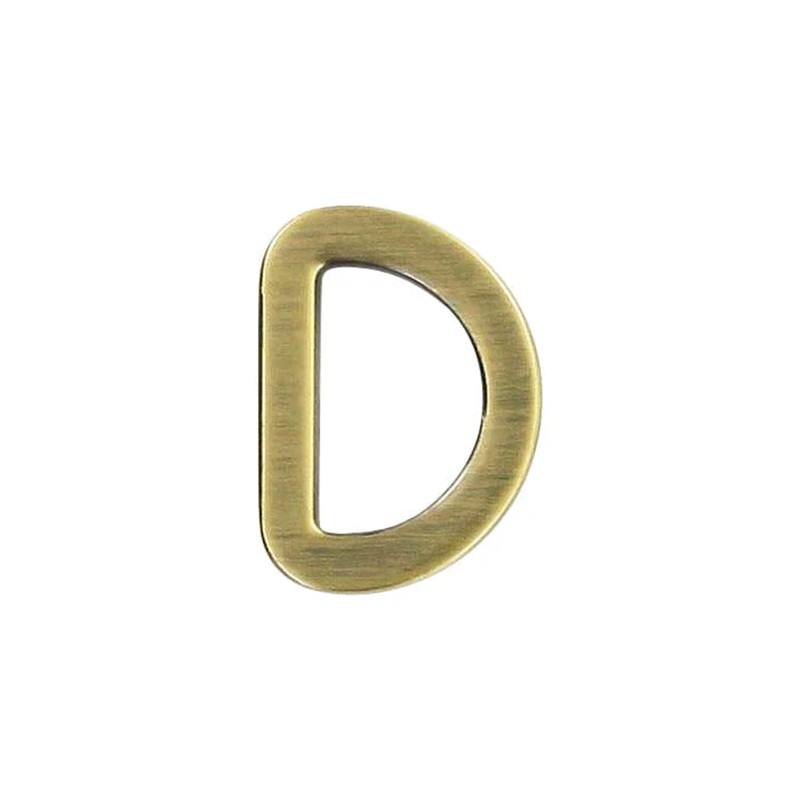 1/2 Antique Brass, Flat Cast D Ring, Zinc Alloy-PK5, #P-2564-ANTB