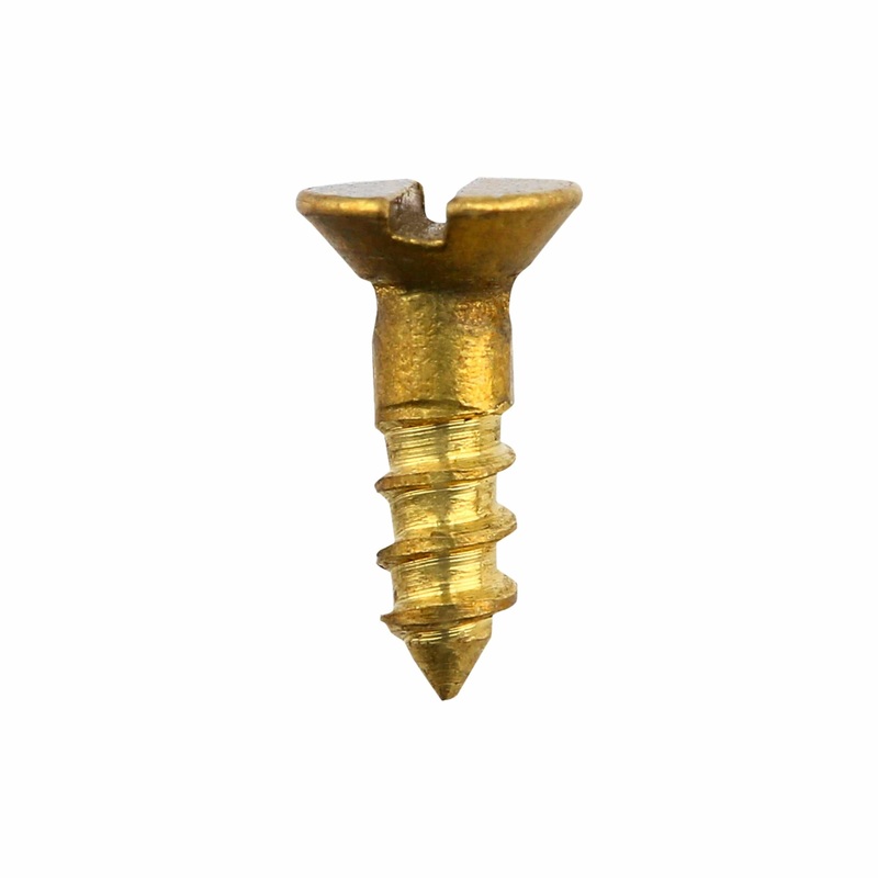1/4 Brass, #1 Flat Round Head Wood Screw, Solid Brass-PK24, #WS-1-1-4-FH
