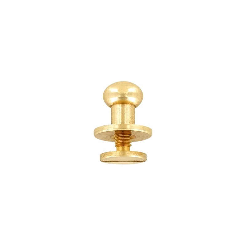 10mm, Brass, Round Top Collar Button Stud with Screw, Solid Brass – PK5, #P-2509-SB
