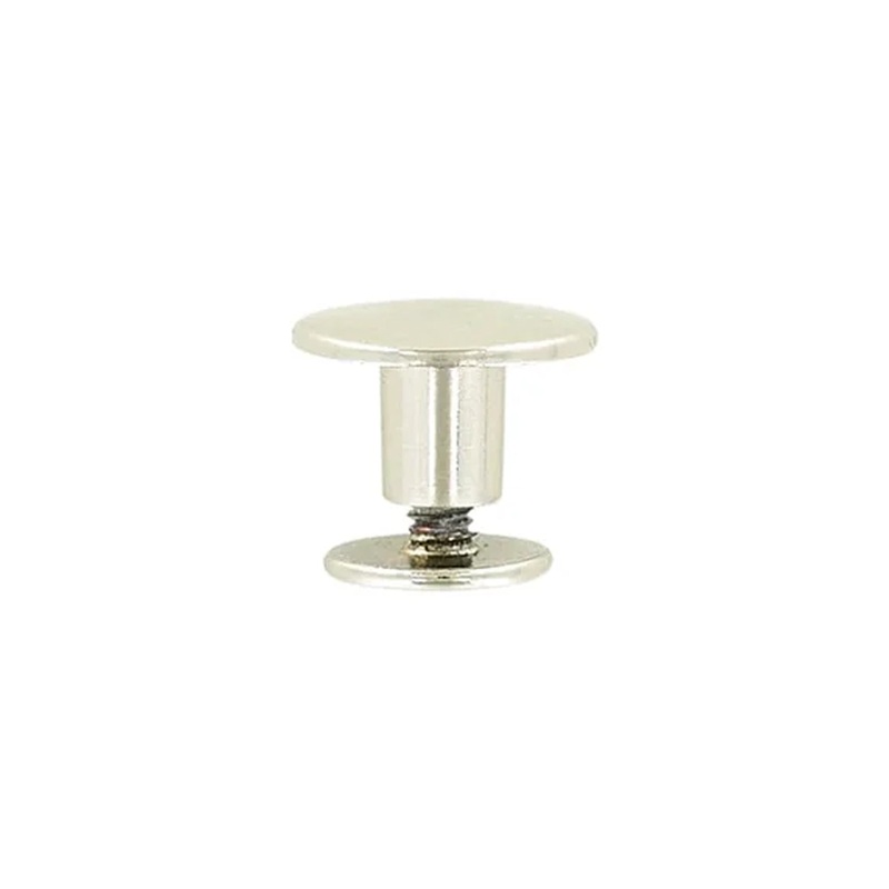 11mm Shiny Nickel,  Flat Top Stud with Screw, Zinc Alloy – PK5, #P-2781-NIC
