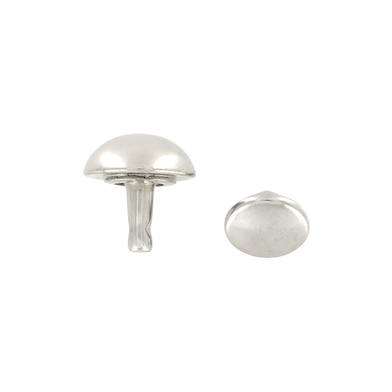 12mm Shiny Nickel, Dome Top Rivet Stud, Steel – PK5, #P-2590-NIC