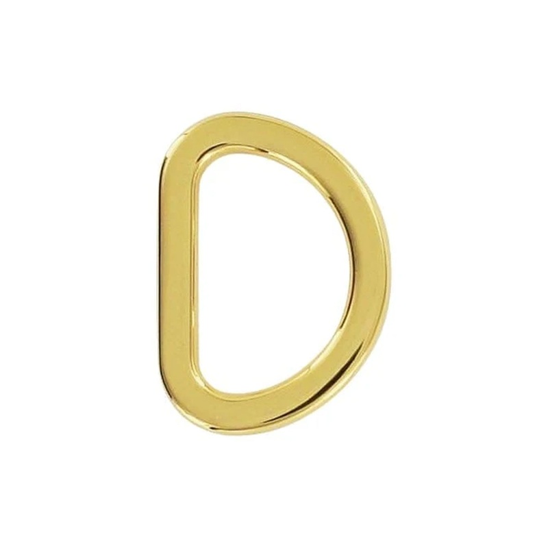 5/8 Shiny Gold, Cast Flat D Ring, Zinc Alloy-PK5, #P-2563-GOLD