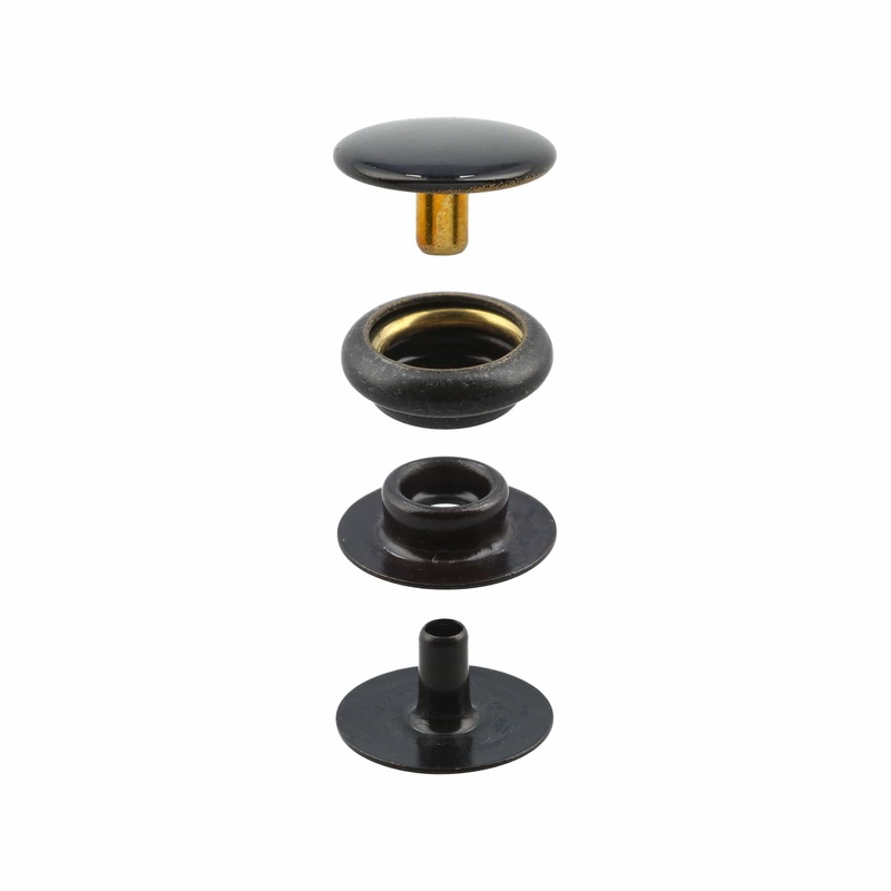 Line 20 Snap Set Glossy Black, Solid Brass (Pack of 10 Sets Complete), #WF-022