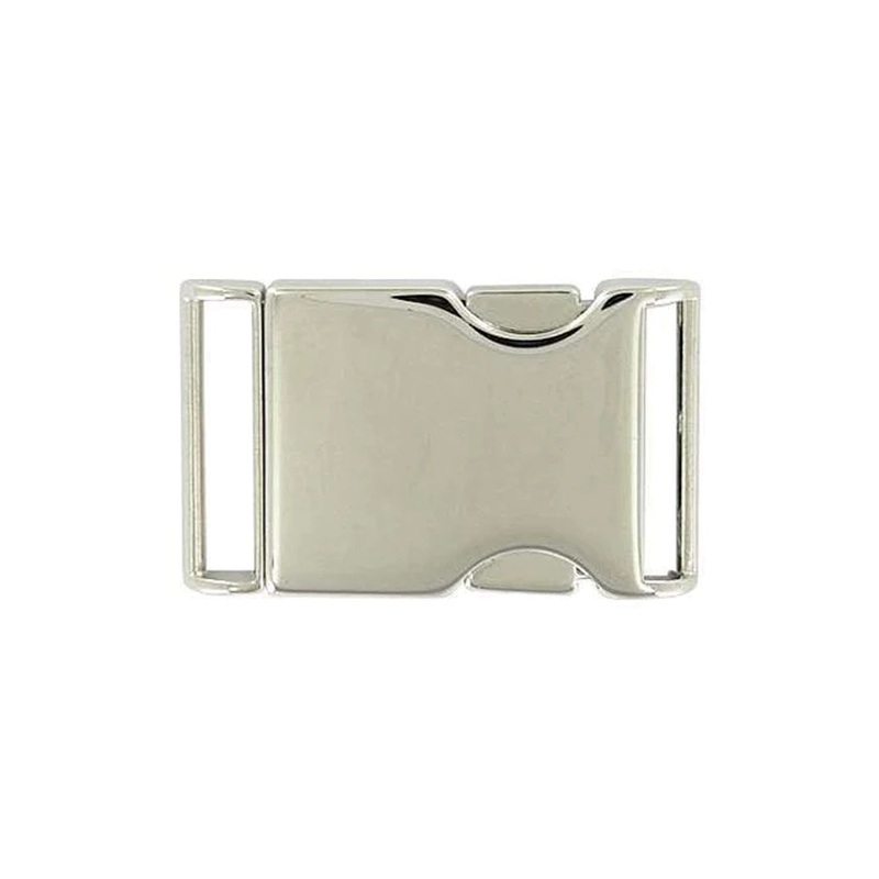 1 1/8 Shiny Nickel, Side Squeeze Buckle, Aluminum, #C-1909