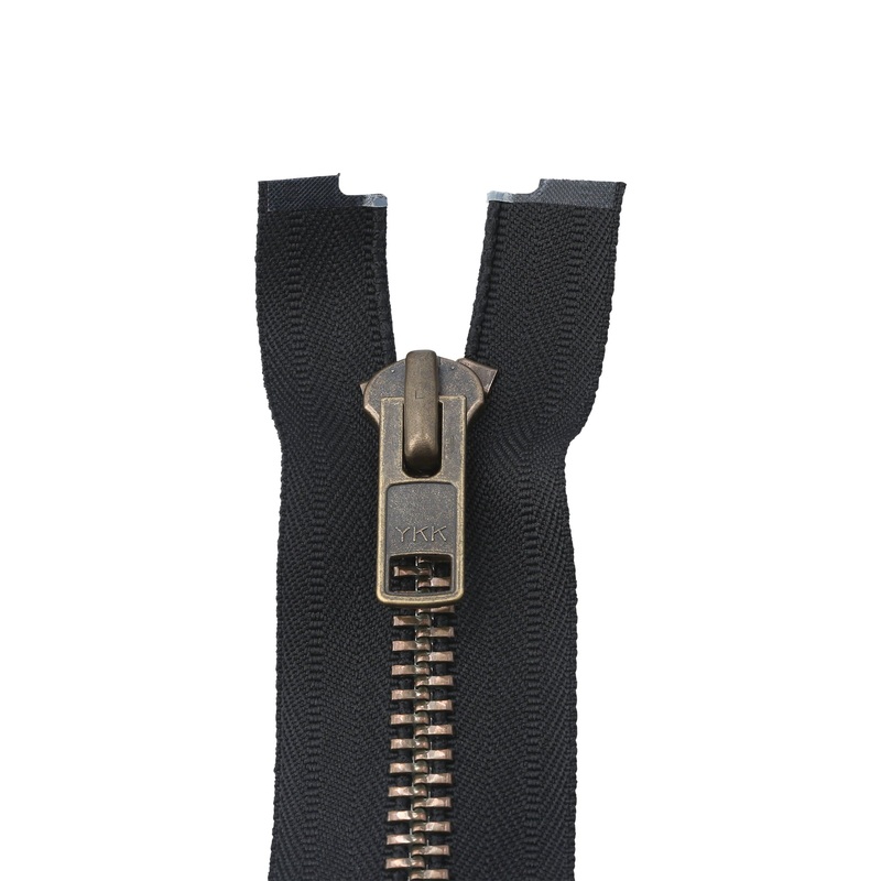 #10 Metal, Black, 24 Separating Bomber Jacket Zipper with Antique Brass Teeth, #9BJ-24-BLK-ANT