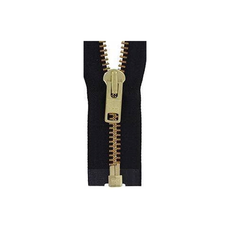 #10 Metal, Black, 24 YKK Separating Jacket Zipper with Brass Teeth, #9JK-24-BLK-B