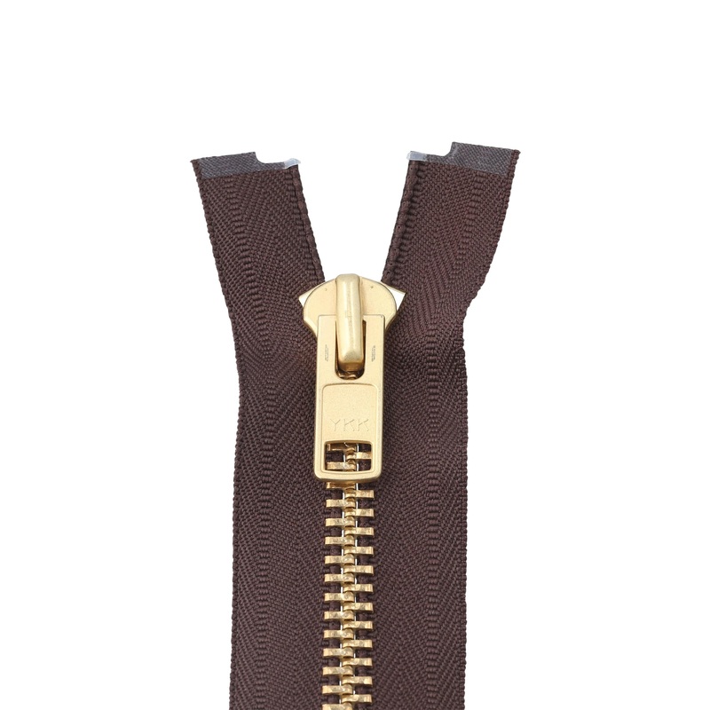 #10 Metal, Brown, 20 YKK Separating Jacket Zipper with Brass Teeth, #9JK-20-BRO-B