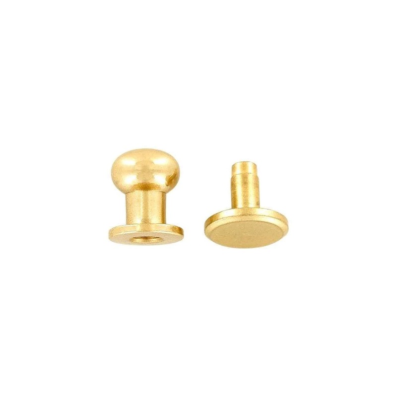 10mm Brass, Press Stud Collar Button, Solid Brass – PK5, #P-2122-SB