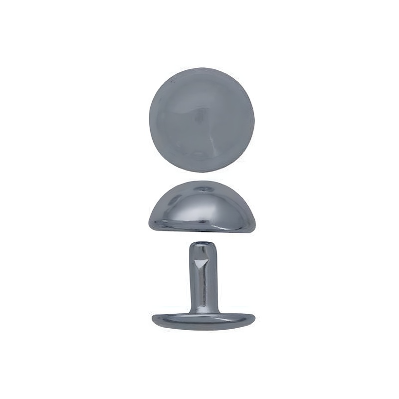11mm Nickel, Double Cap Domed Rivet, Steel – 12 pk, #A-413-NP