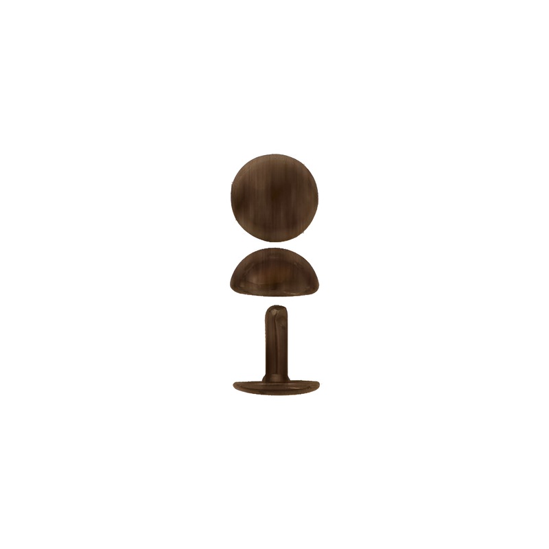 13mm Antique Brass, Double Cap Domed Rivet, Steel – 12 pk, #A-414-ANTB