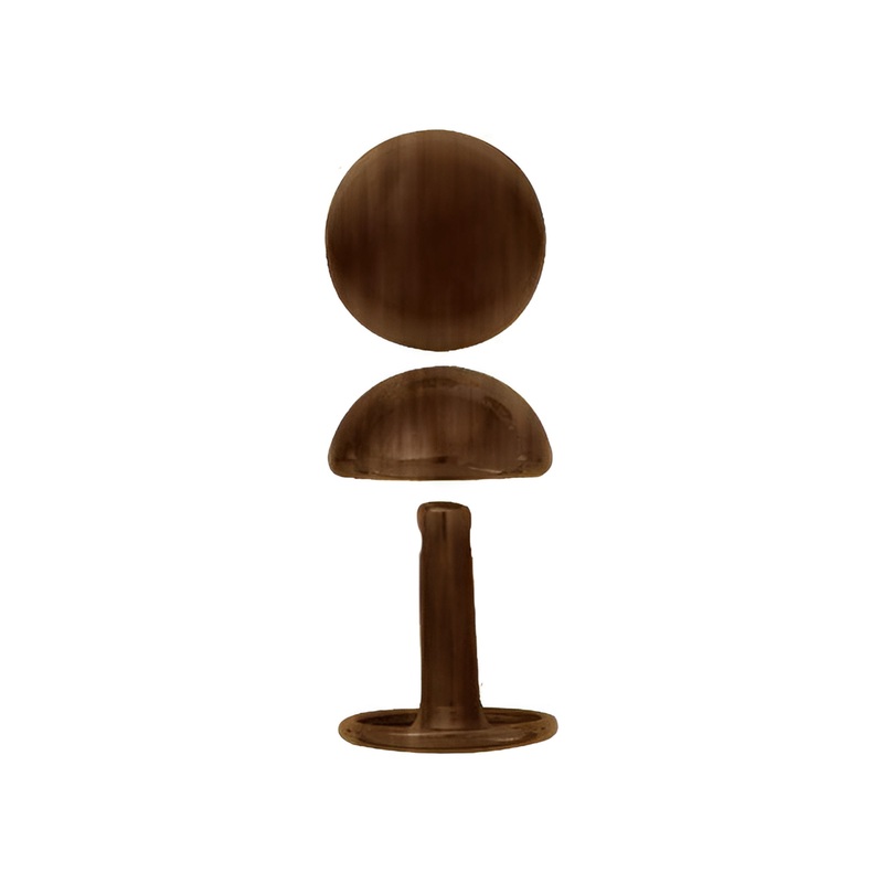 15mm Antique Brass, Double Cap Domed Rivet, Steel – 12 pk, #A-415-ANTB