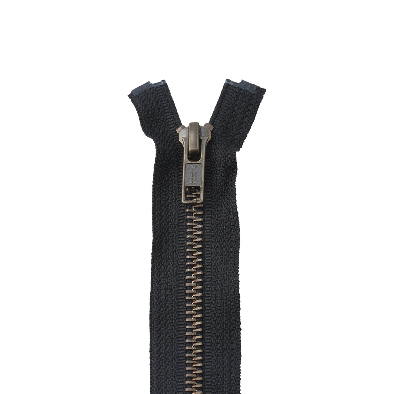 #5 Metal, Black, 24 Separating Bomber Jacket Zipper with Antique Brass Teeth, #6BJ-24-BLK-ANT