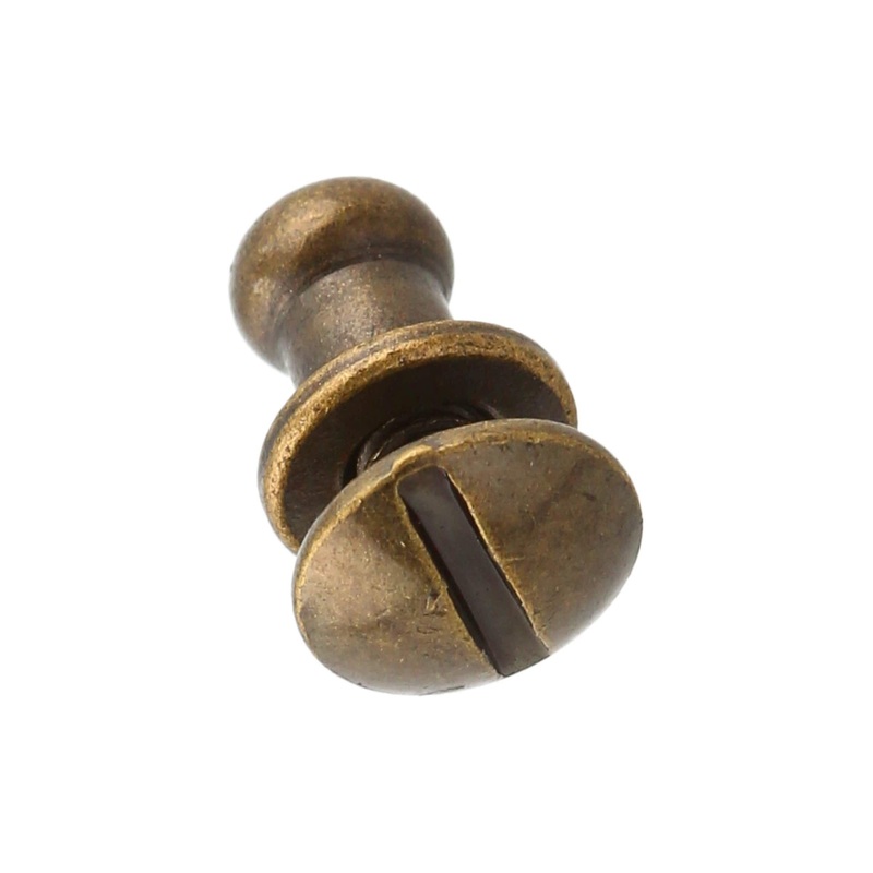 7mm, Antique Brass, Small Collar Button Stud with Screw, Solid Brass – PK5, #P-2712-ANTB