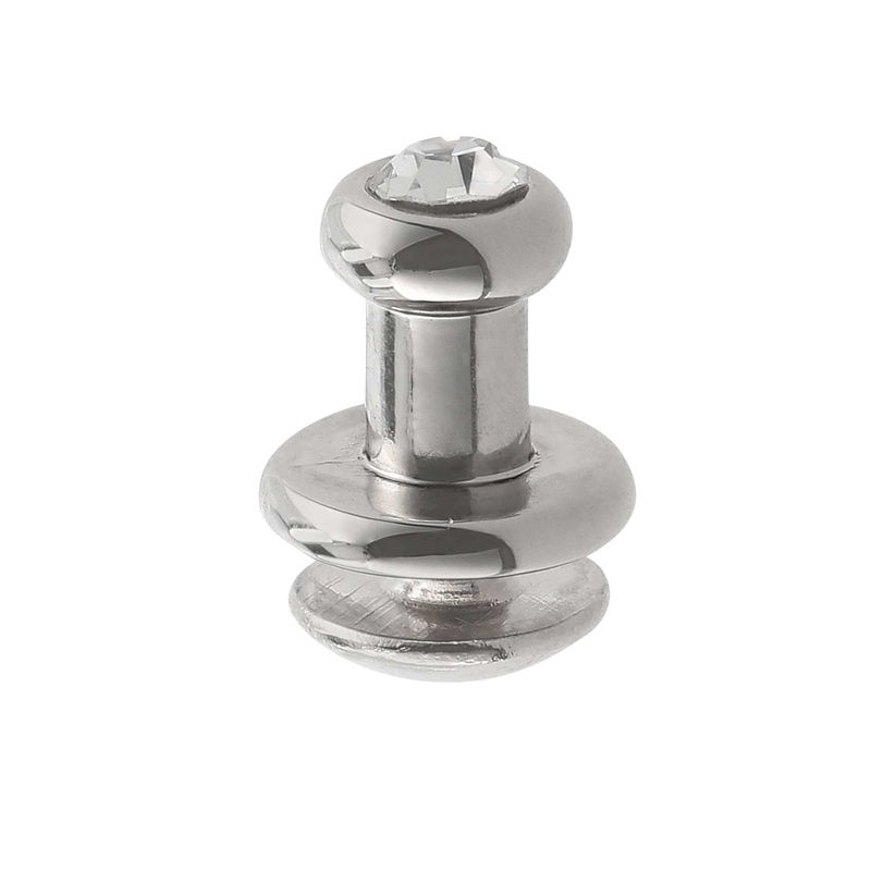 9.5mm, Nickel, Rinestone Collar Button Stud with Screw, Zinc Alloy – PK5, #P-2577