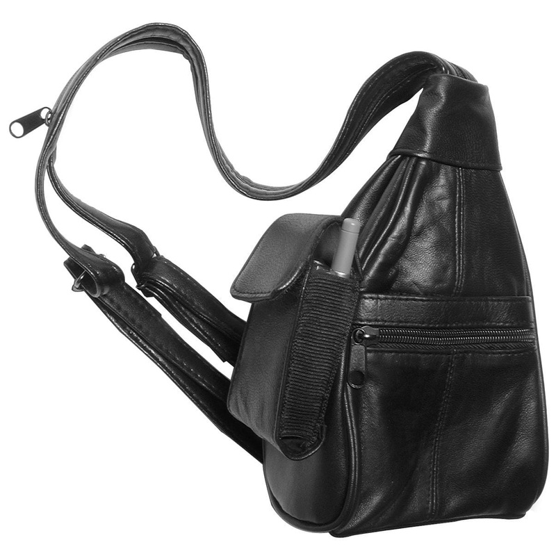 9 Black, Small Backpack Purse, Leather, #M-1547