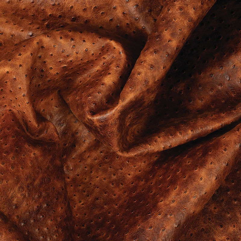 Embossed Leather, 2-3 oz., Ostrich Cognac