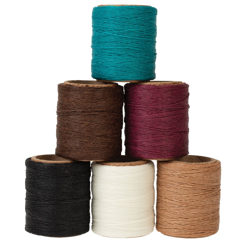 Maine Thread Twisted Wax Cord|Black|White|Chestnut|Raspberry|Bark Tan|Turquoise|.030″|.040″