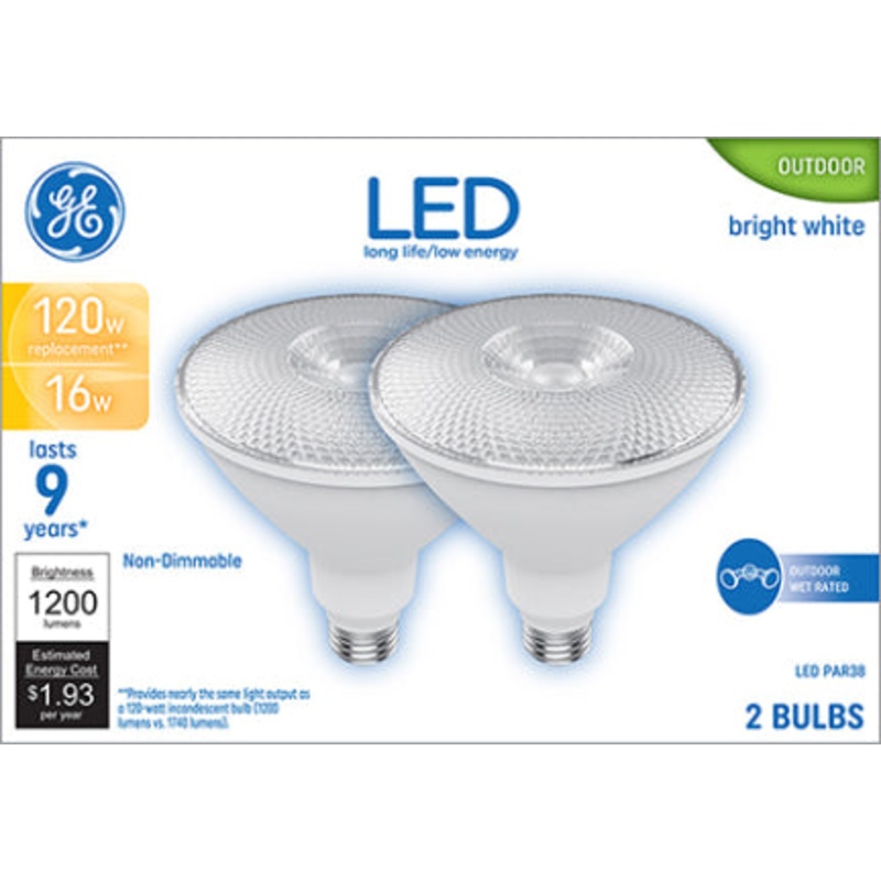 16W PAR38 MED L 120W BRT WHT EQ 2PK