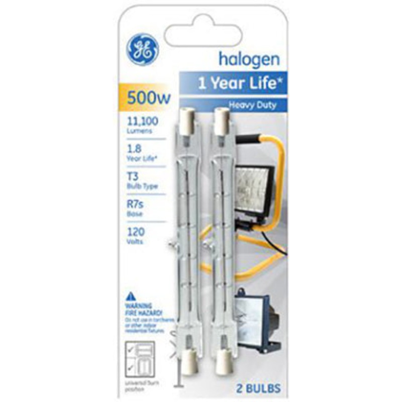 500W HALOGEN T3 BULB QUARTZ R7S BASE 2PK