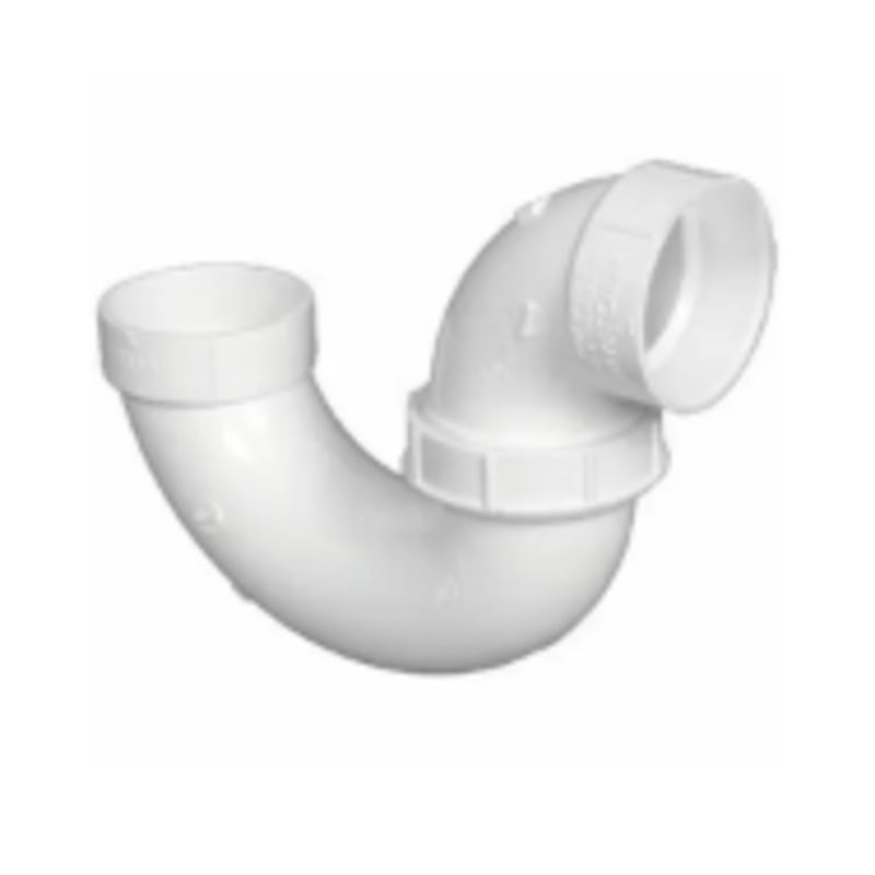 Charlotte Pipe Schedule 40 1-1/2in Hub x 1-1/2in Dia Hub PVC P-Trap with Union and Plastic Nut, White PVC 00708P 0800HA