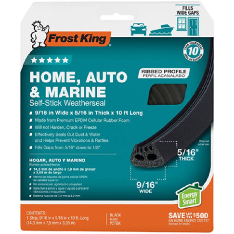 WEATHERSTRIP TAPE CUSHION  5/16 X 10FT BK
