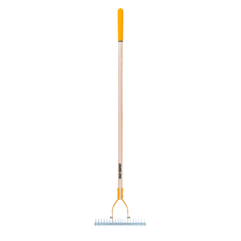 True Temper 15 Inch Adjustable Thatch Rake With Cushion End Grip On Hardwood Handle