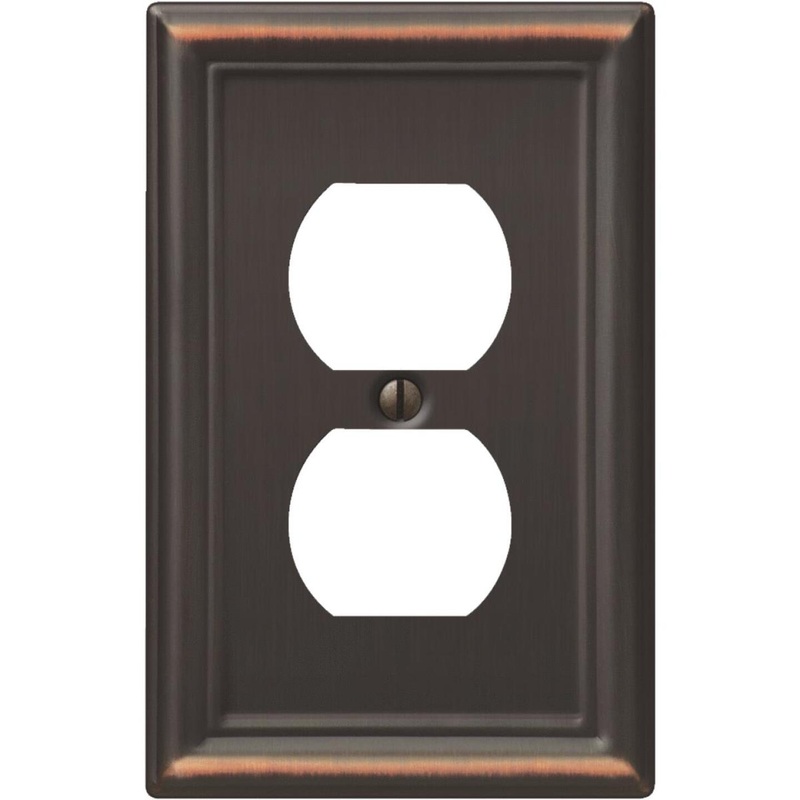 Amerelle Chelsea 1-Gang Stamped Steel Outlet Wall Plate, Aged Bronze