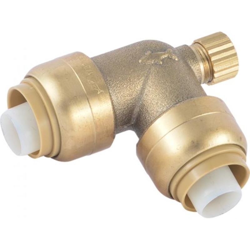Sharkbite Brass Push 90 Elbow with Drain / Vent 1/2 in. x 1/2 in. x 1/8 in. NPSM