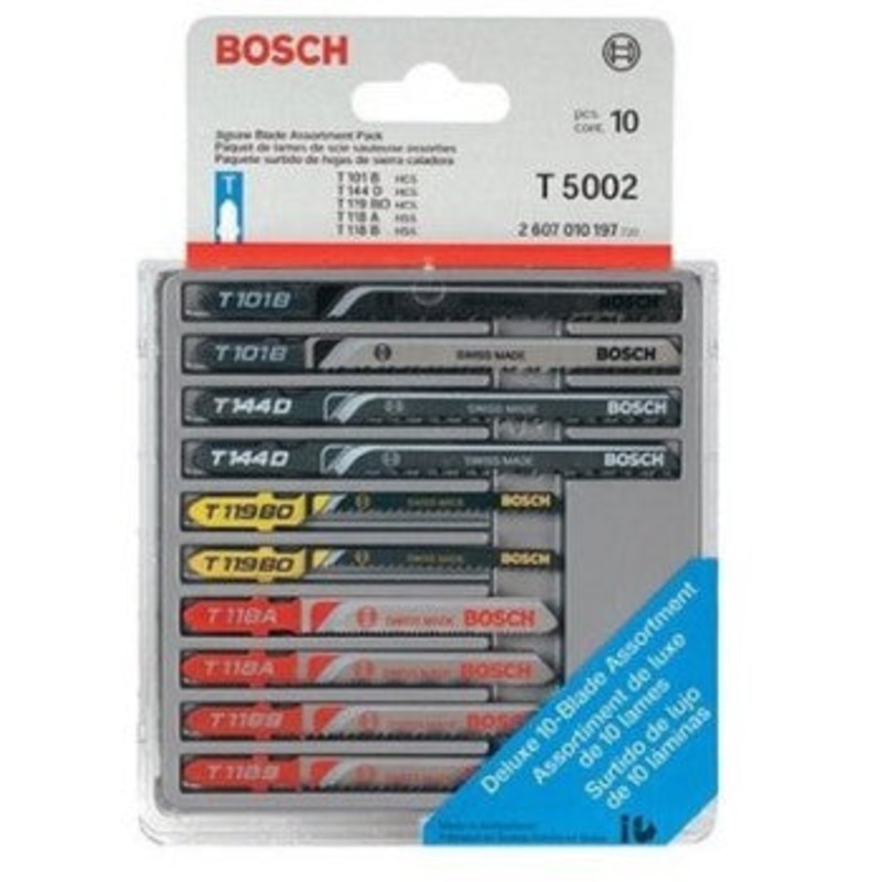 Bosch/Vermont American T5002 Jigsaw Blade Assortment – 10 piece
